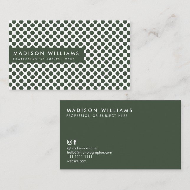Minimal Dot Stilvolle Trendy Modern Business Card Visitenkarte (Vorne/Hinten)