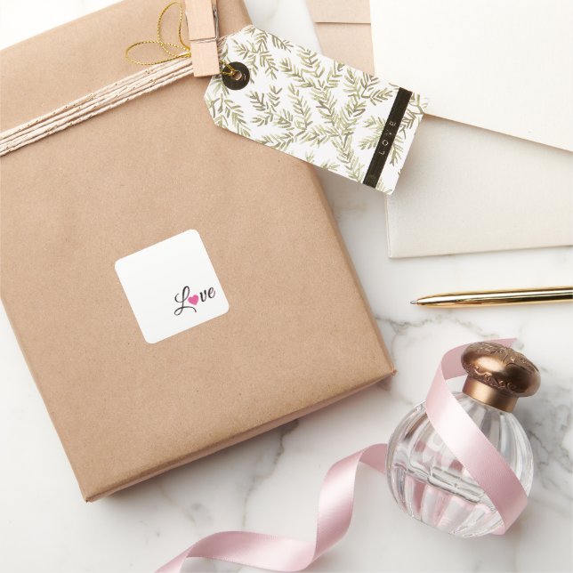 Minimal Dotted Heart Design Quadratischer Aufkleber (Schenken)