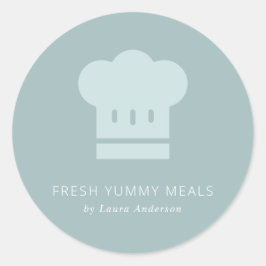 Minimal Dusky Blue Grey White Koch Hat Catering Runder Aufkleber