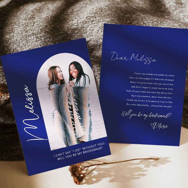 Minimal Dusty Blue Bridesmaid Proposal Card Einladung (Von Creator hochgeladen)