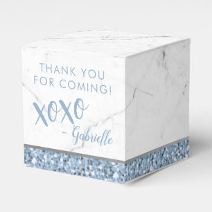 Minimal Dusty Blue Glitzer Marble xoxo Bevorzugung Geschenkschachtel