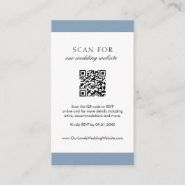 Minimal Dusty Blue Modern QR Code Hochzeit Begleitkarte