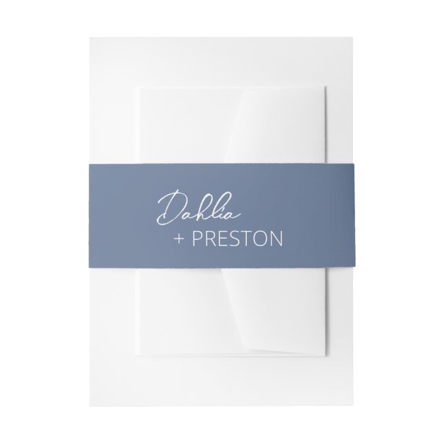 Minimal Dusty Blue Modern Wedding Einladungsbanderole (Vorderseite Beispiel)