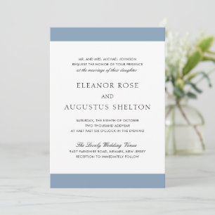 Minimal Dusty Blue Moderne Elegante Hochzeit Einladung