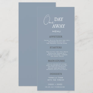 Minimal Dusty Blue One Day Away Probe Dinner Menükarte