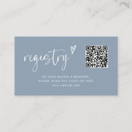 Minimal Dusty Blue Qr Code Brautparty Registry Begleitkarte