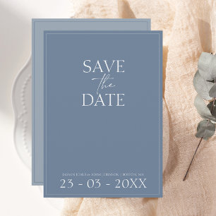 Minimal Dusty Blue Script Wedding Save the Date
