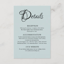 Minimal Dusty Blue Wedding Details Begleitkarte