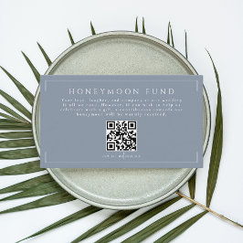 Minimal Dusty Blue Wedding Honeymoon Fund QR Code Begleitkarte