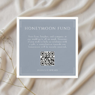 Minimal Dusty Blue Wedding Honeymoon Fund QR Code Serviette