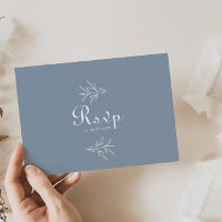 Minimal Dusty Blue Wedding Menü Antwort