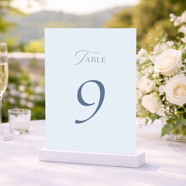Minimal Dusty Blue Wedding Table Numbers 1–19 Dankeskarte (Von Creator hochgeladen)