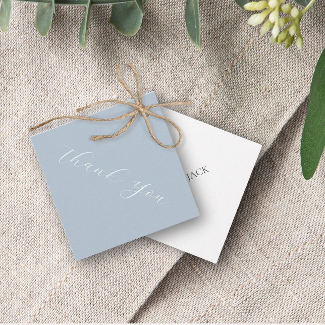 Minimal Dusty Blue Wedding Vielen Dank Geschenkanhänger (Von Creator hochgeladen)