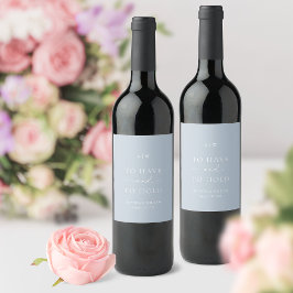 Minimal Dusty Blue Wedding Wine Label  Weinetikett