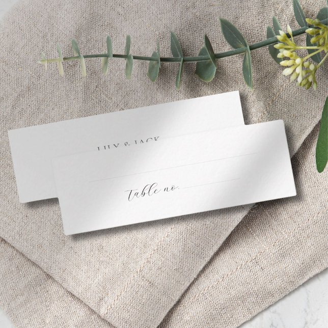 Minimal Dusty Blue White Wedding Place Name Escort Mini Visitenkarte (Von Creator hochgeladen)