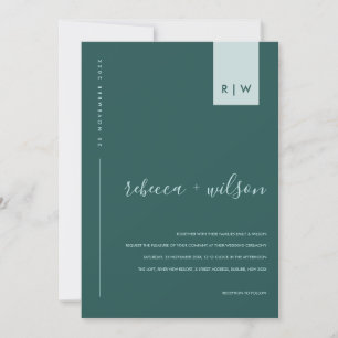 MINIMAL DUSTY EMRALD GREEN TYPOGRAPHY WEDD EINLADUNG
