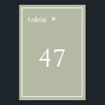 Minimal Dusty Green Lässig Handwriting Tischnummer<br><div class="desc">Minimal Dusty Green Lässig Handwriting Tischnummer</div>