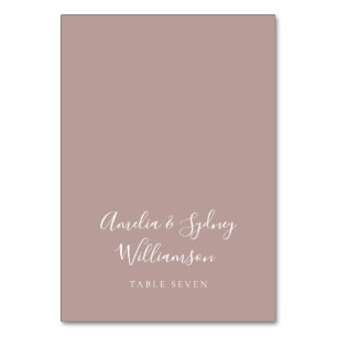 Minimal Dusty Mauve Script Individuelle Name Platz Tischnummer