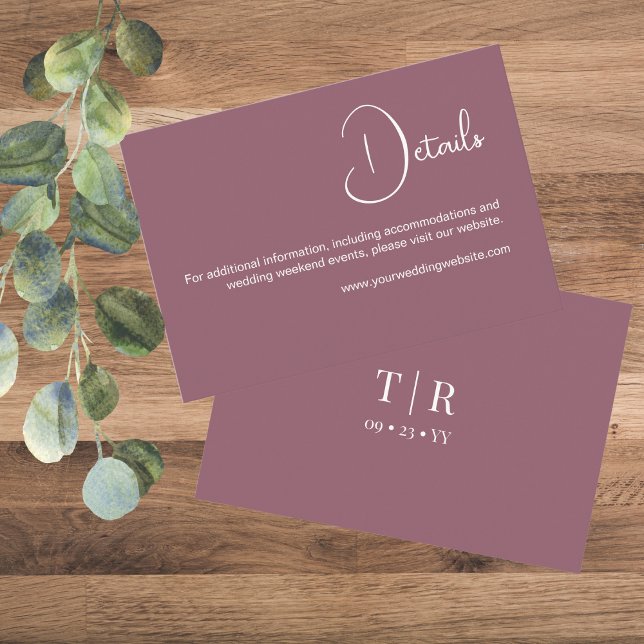 Minimal Dusty Pink Wedding Details Begleitkarte (Von Creator hochgeladen)