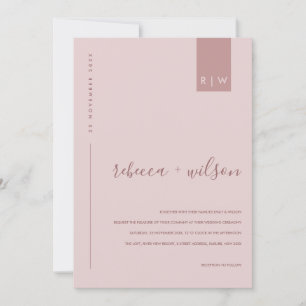 MINIMAL DUSTY ROSE PINK TYPOGRAPHY WEDD EINLADUNG