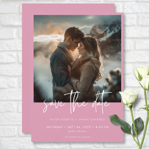 Minimal Dusty Rose Rosa Modernes Foto Hochzeit Save The Date
