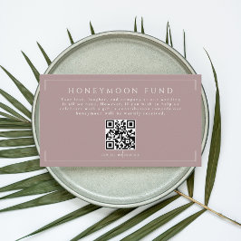 Minimal Dusty Rose Wedding Honeymoon Fund QR Code Begleitkarte