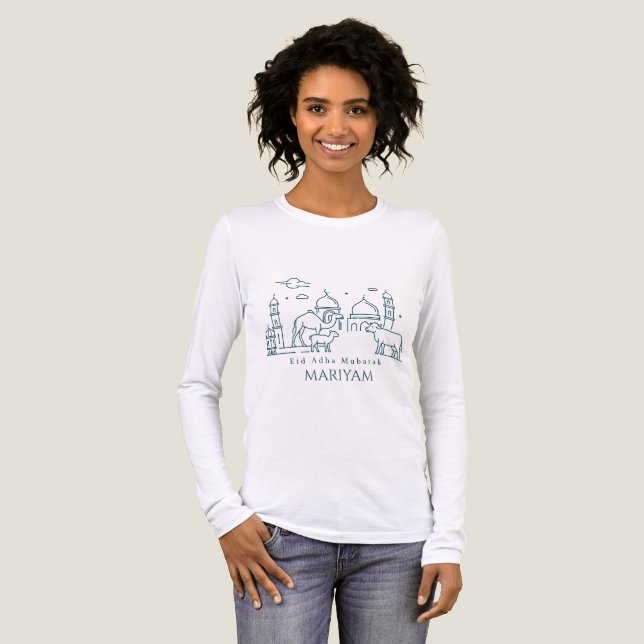 Minimal Eid al Adha Line Art Animal Girls  Tri-Blend Shirt (Vorderseite voll)