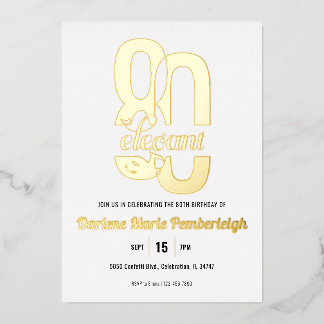 Minimal Eighty & Elegant 80. Geburtstag Gold Folieneinladung