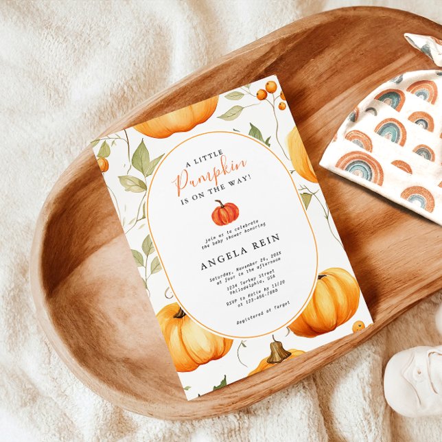 Minimal ein wenig Kürbis Herbst lässt Baby Dusche. Einladung (Von Creator hochgeladen)