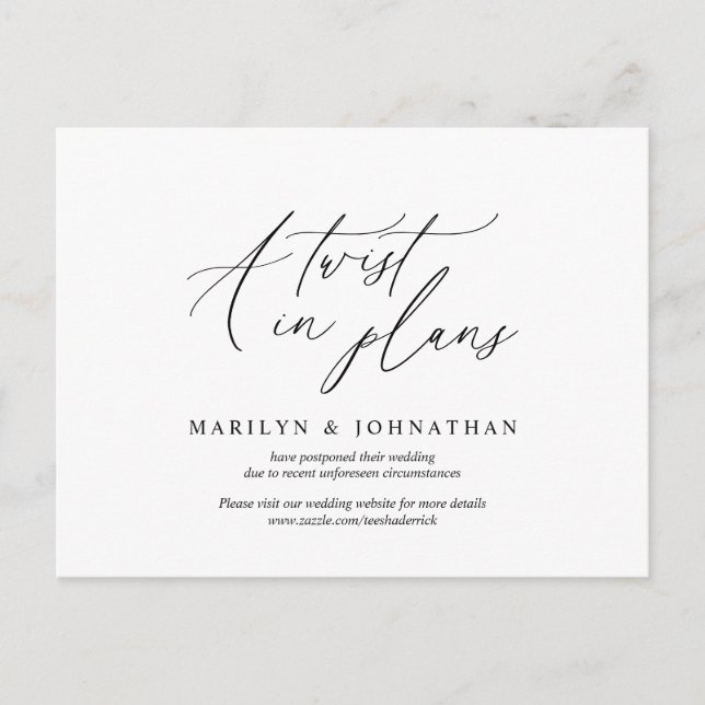 Minimal einfach, Eine Drehung in Plänen. Wed versc Postkarte (Vorderseite)