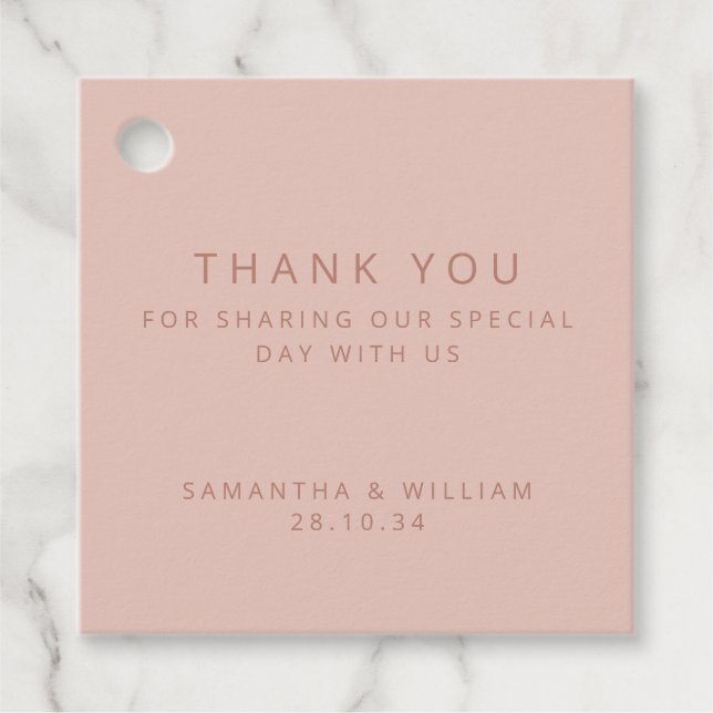 Minimal einfache alte Rose Hochzeit Geschenkanhänger (Vorderseite)