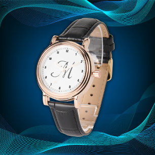 Minimal einfache Anfangsbuchstaben schwarz   Armbanduhr