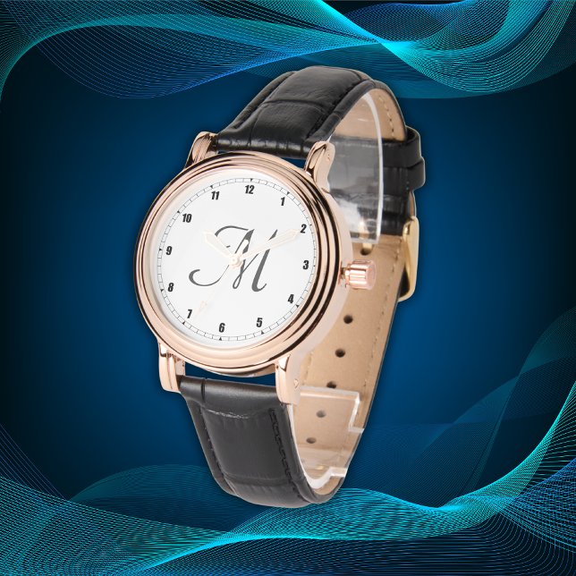 Minimal einfache Anfangsbuchstaben schwarz | Armbanduhr (Von Creator hochgeladen)