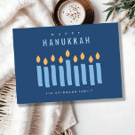 Minimal einfache blaugelbe Kerzen glücklich Hanukk Feiertagskarte<br><div class="desc">Wenn Sie weitere Anpassungen benötigen,  schreiben Sie mir bitte an yellowfebstudio@gmail.com.</div>