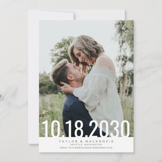 Minimal einfache Datumsüberlagerung Rette die Save The Date (Vorderseite)