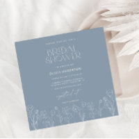 Minimal einfache Dusty Blue Bridal Dusche Einladun
