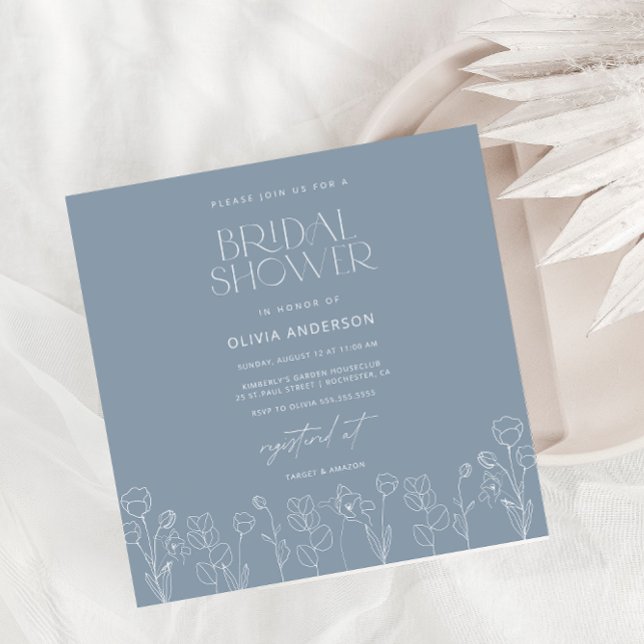 Minimal einfache Dusty Blue Bridal Dusche Einladun Einladung (Von Creator hochgeladen)