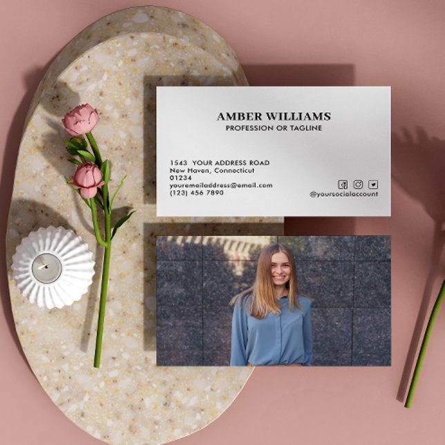 Minimal einfache Foto Social Media Icons Visitenkarte (Von Creator hochgeladen)