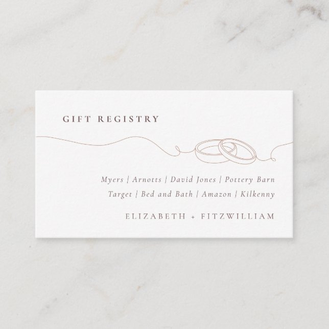 Minimal einfache Hochzeitsraten | Blush Gift Regis Begleitkarte (Vorderseite)