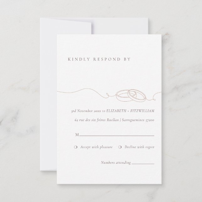 Minimal einfache Hochzeitsraten | Blush Wedding RSVP Karte (Vorderseite)