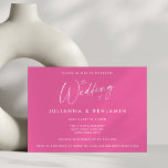 Minimal einfache Hot Pink Moderne SkriptWedding Einladung<br><div class="desc">Einfache Minimalistische Hot-Pink-Moderne Skripteinladung zur Hochzeit (horizontal)</div>