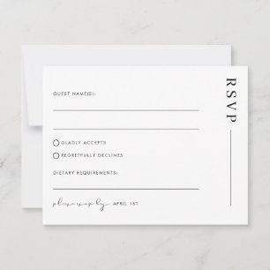 Minimal einfache klassische Hochzeit RSVP Postkart