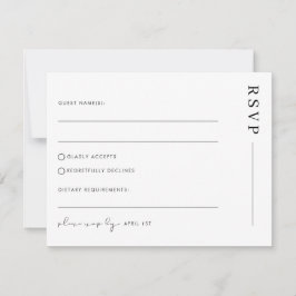 Minimal einfache klassische Hochzeit RSVP Postkart Karte