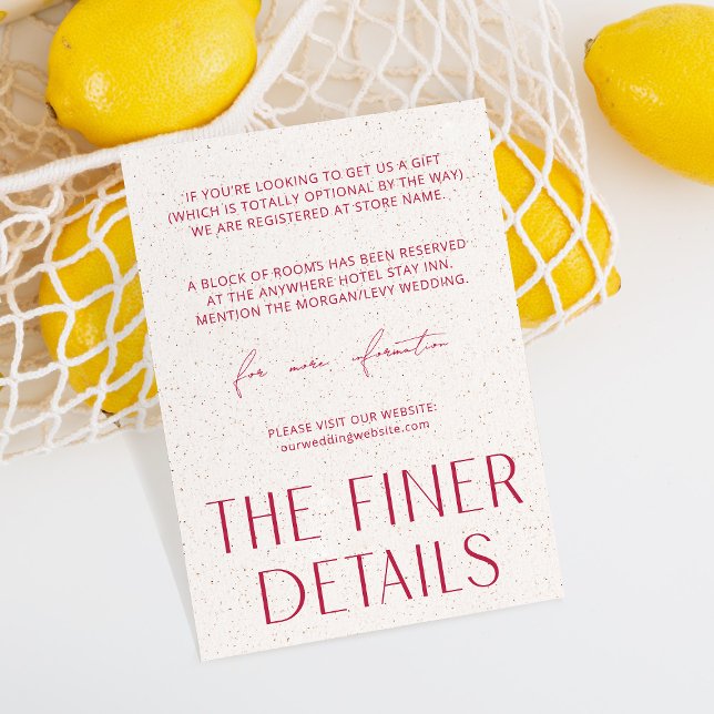 Minimal einfache Magenta & Textur Die feinen Detai Begleitkarte (Von Creator hochgeladen)