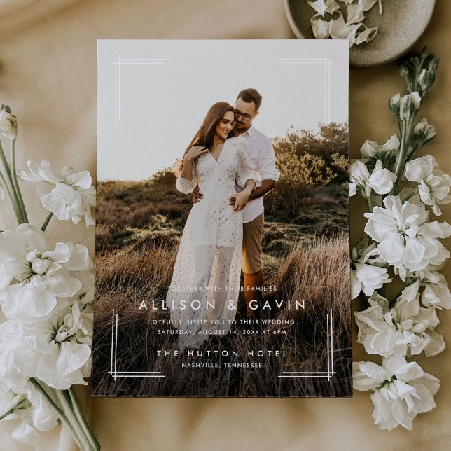 Minimal einfache moderne Art Zwei Foto Hochzeit Einladung (Von Creator hochgeladen)