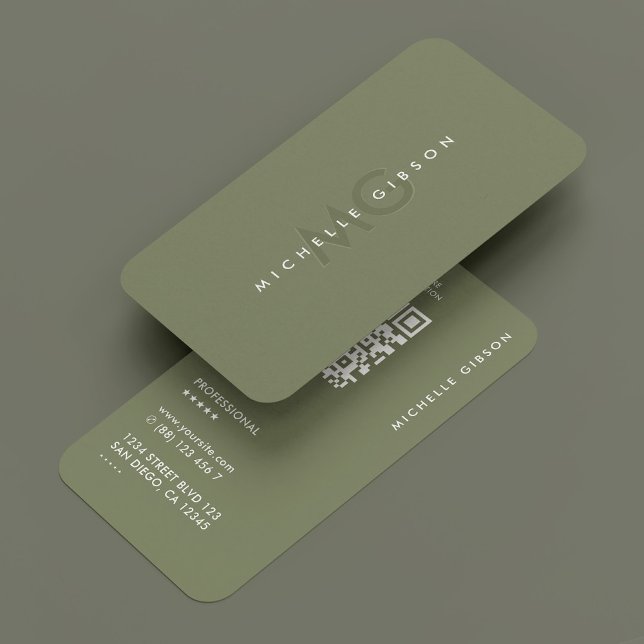 Minimal einfache, moderne Berufliche Initialskala Visitenkarte (Minimal Simple Modern Professional Initials Sage Business Card
)