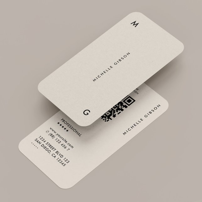 Minimal einfache moderne Berufliche Sand QR Visitenkarte (Minimal Simple Modern Professional Sand QR Business Card
)
