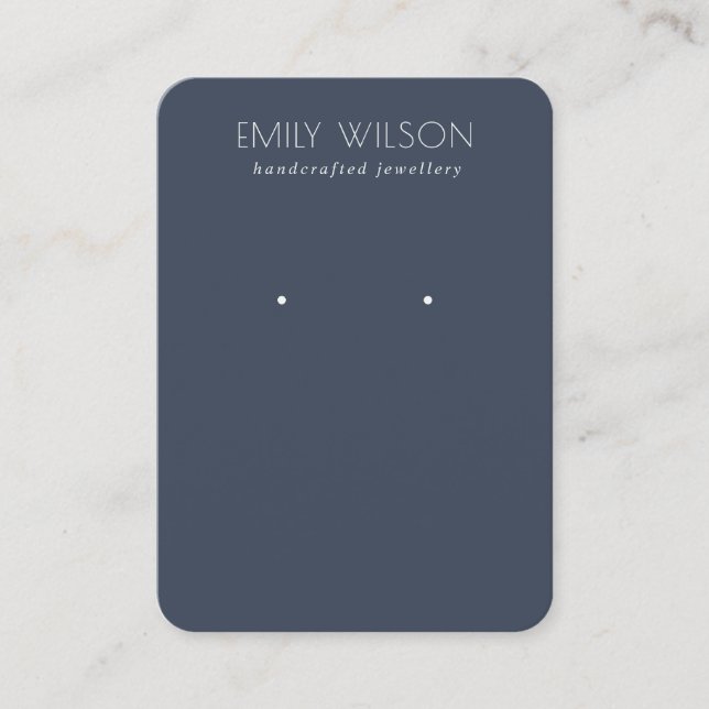 Minimal einfache Navy Blue Dunkel Ohrring Display Visitenkarte (Vorderseite)