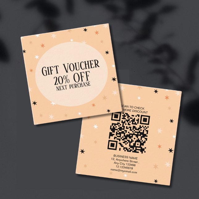 Minimal einfache Pastel Orange Black Star Muster Rabattkarte (Von Creator hochgeladen)