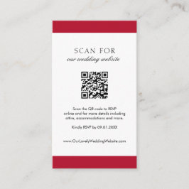 Minimal einfache Red Modern QR Code Hochzeit Begleitkarte